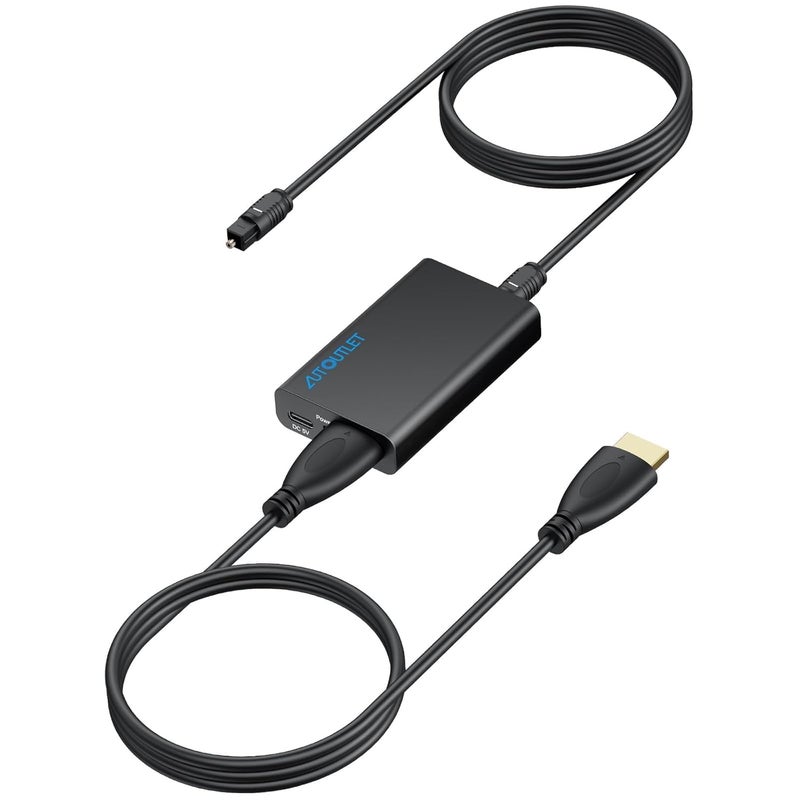 AUTOUTLET محول HDMI eARC إلى صوت بصري - محول eARC/ARC إلى بصري للتلفزيونات، ومكبرات الصوت، وأنظمة المسرح المنزلي، وأنظمة الصوت، يدعم معدل عينة 192KHz، Dolby 5.1 و DTS 5.1 - Image 1